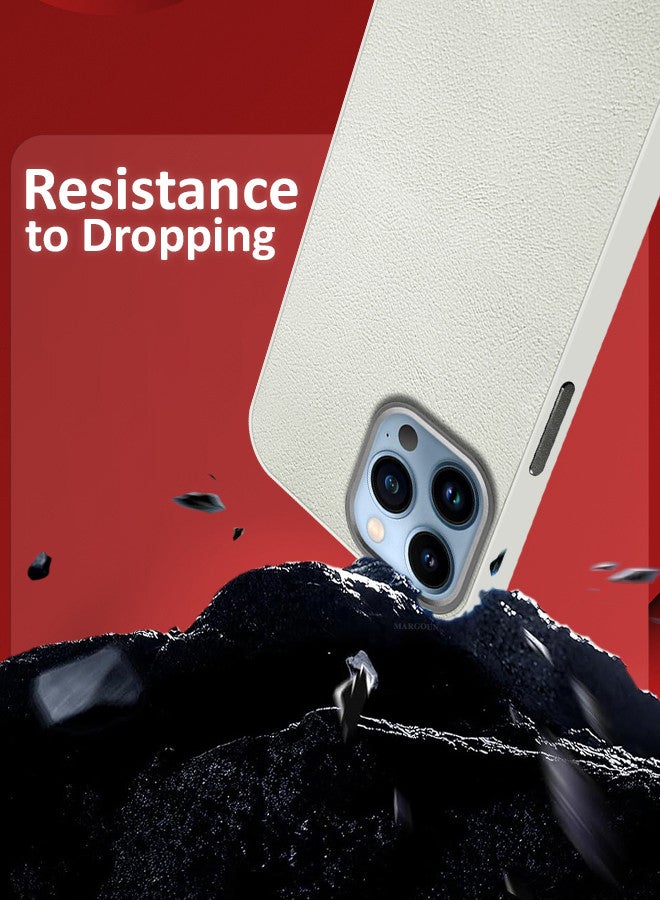 MARGOUN (for iPhone 13 Pro Max) 2 Pack Case Cover and Screen Protector Leather Case with Lens Frame Shockproof Full Body Protective Cover White - Image 3