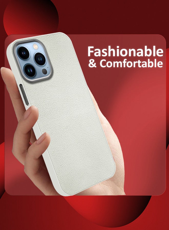 MARGOUN (for iPhone 13 Pro Max) 2 Pack Case Cover and Screen Protector Leather Case with Lens Frame Shockproof Full Body Protective Cover White - Image 2