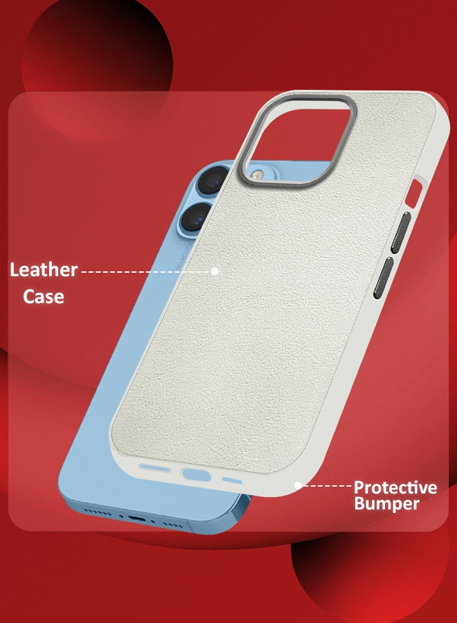 MARGOUN (for iPhone 13 Pro Max) 2 Pack Case Cover and Screen Protector Leather Case with Lens Frame Shockproof Full Body Protective Cover White - Image 4