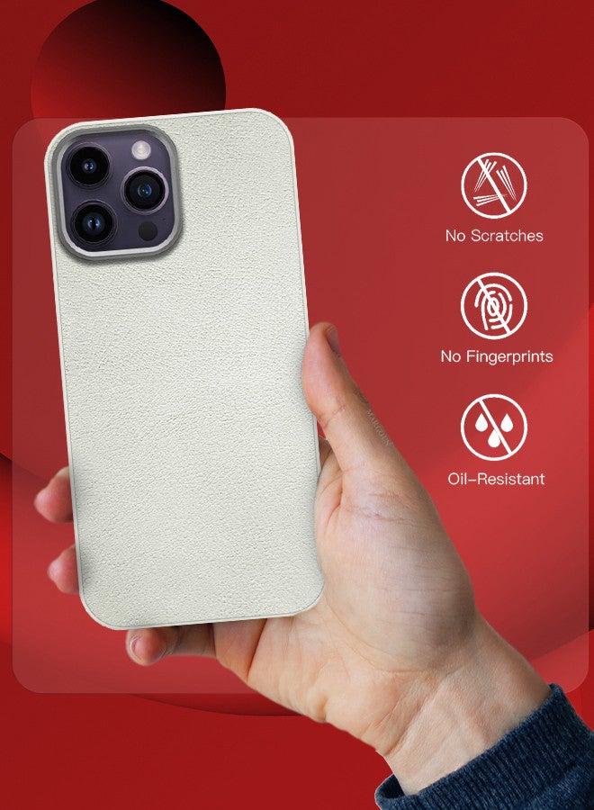 MARGOUN (for iPhone 14 Pro Max) Case Cover Leather Case with Lens Frame Shockproof Full Body Protective Cover White - Image 5