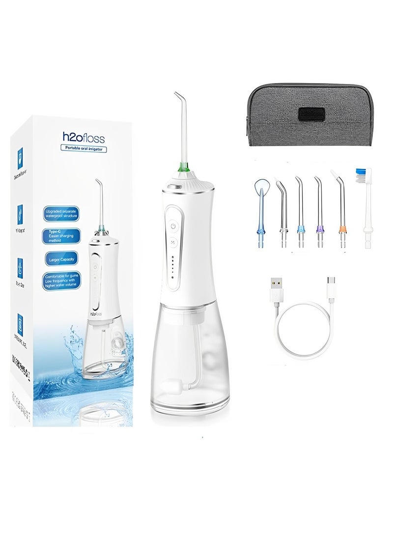 h2ofloss - Portable Oral Irrigator water flosser With 5 Modes & Large Battery Capacity（HF-P11） White - Image 1
