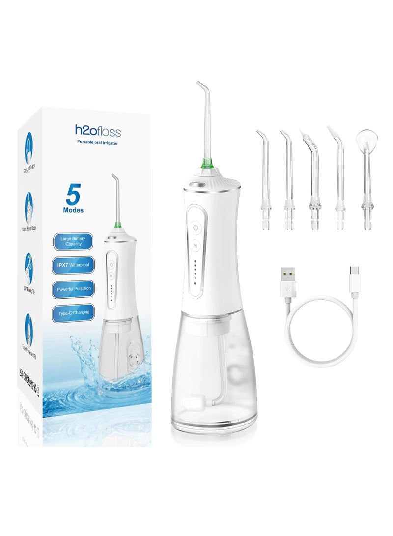 h2ofloss - Portable Oral Irrigator water flosser With 5 Modes & Large Battery Capacity（HF-P11） White - Image 1