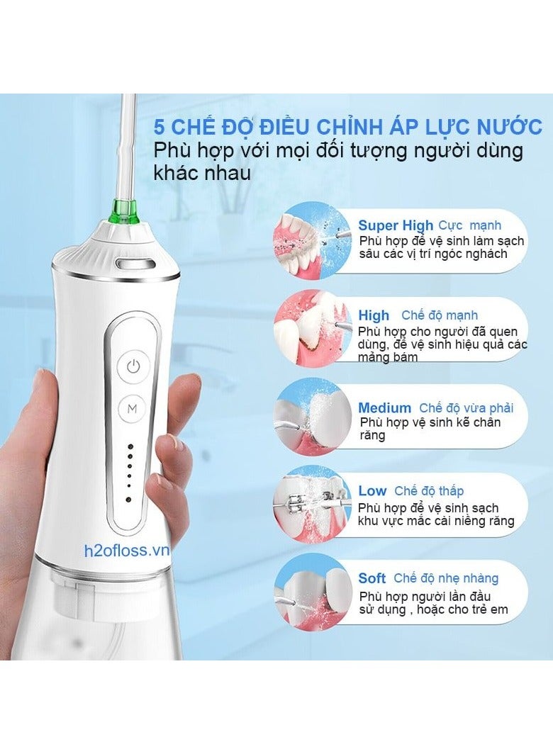 h2ofloss - Portable Oral Irrigator water flosser With 5 Modes & Large Battery Capacity（HF-P11） White - Image 1