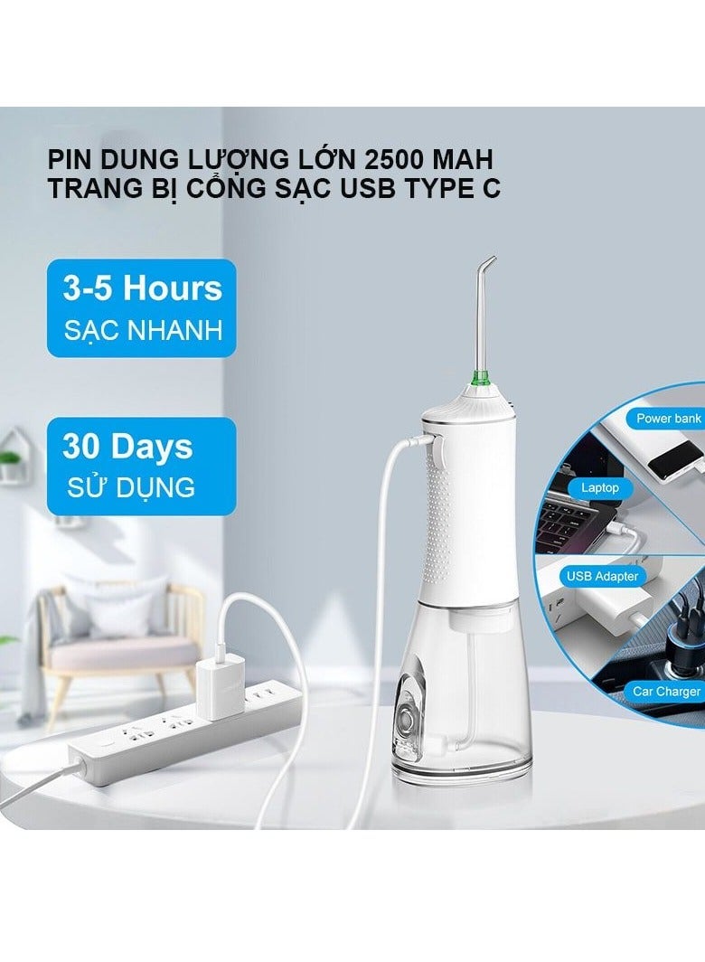 h2ofloss - Portable Oral Irrigator water flosser With 5 Modes & Large Battery Capacity（HF-P11） White - Image 1