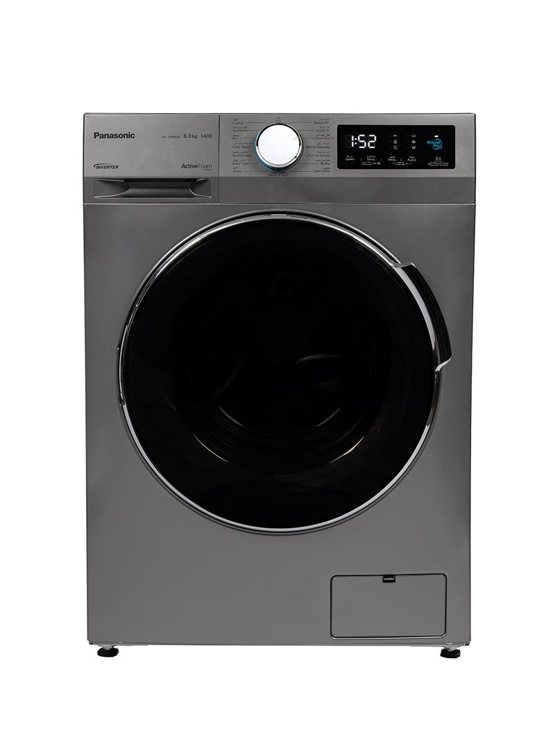Panasonic - 8Kg Front Load Washing Machine, 1400 RPM with 15 programmes, Abaya Wash By Gentle Hand Wash/ Active Foam by Active Speed/ Inverter / Pause & Add Function NA-148MG4LAE Silver - Image 1