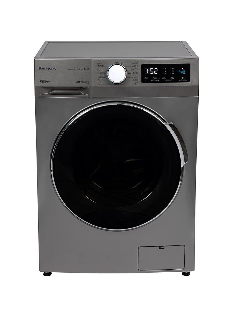 Panasonic - 8Kg Front Load Washing Machine, 1400 RPM with 15 programmes, Abaya Wash By Gentle Hand Wash/ Active Foam by Active Speed/ Inverter / Pause & Add Function NA-148MG4LAE Silver - Image 1
