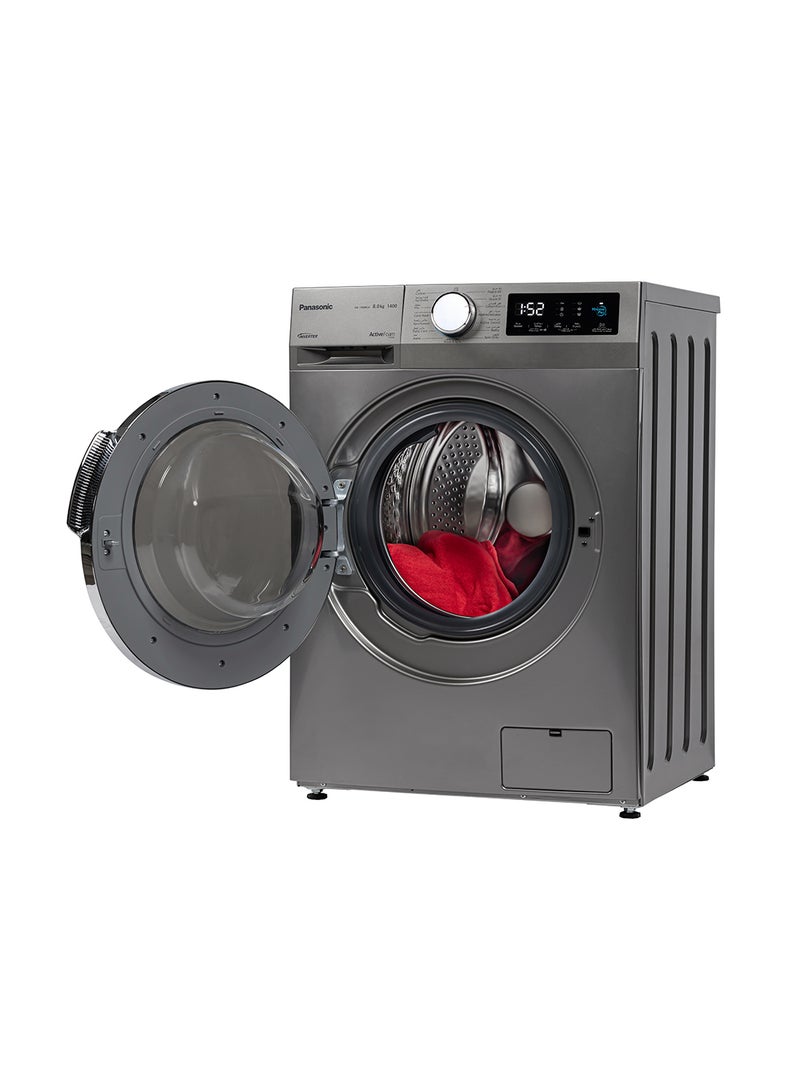 Panasonic - 8Kg Front Load Washing Machine, 1400 RPM with 15 programmes, Abaya Wash By Gentle Hand Wash/ Active Foam by Active Speed/ Inverter / Pause & Add Function NA-148MG4LAE Silver - Image 1