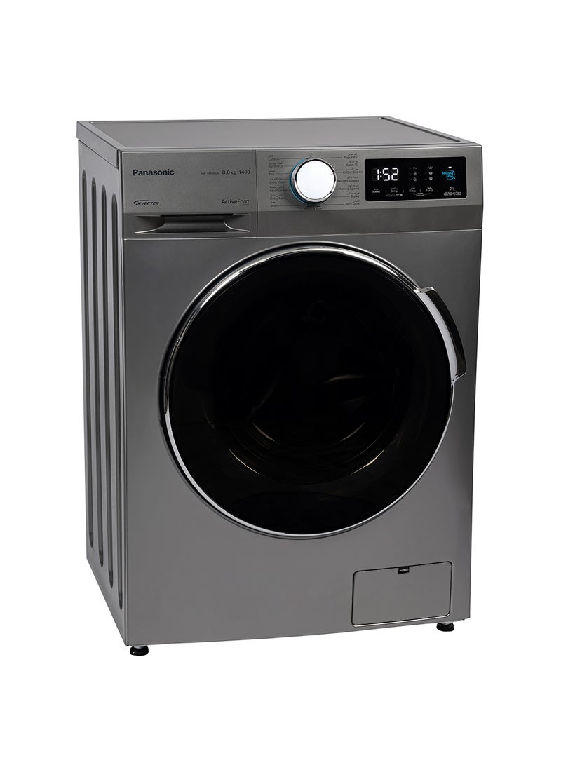 Panasonic - 8Kg Front Load Washing Machine, 1400 RPM with 15 programmes, Abaya Wash By Gentle Hand Wash/ Active Foam by Active Speed/ Inverter / Pause & Add Function NA-148MG4LAE Silver - Image 1