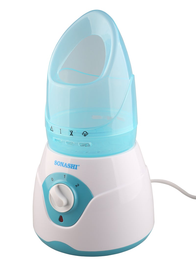 SONASHI Electric Facial Steamer With Large Facial Mask LED Power Indicator  PTC Fast Heating  Overheat Safety Protection  Water Tank Capacity 50ML With Facial Mask Inhaler And  SFS-001 Blue  - Image 4