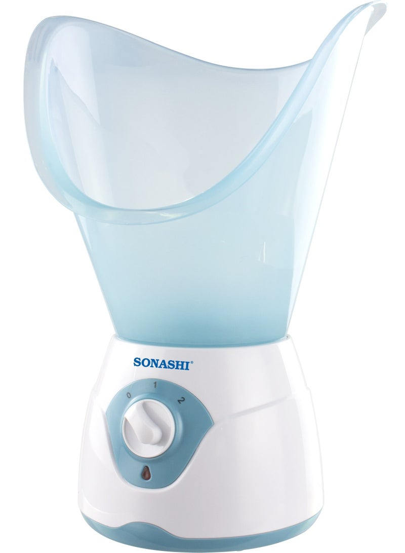 SONASHI Electric Facial Steamer With Large Facial Mask LED Power Indicator  PTC Fast Heating  Overheat Safety Protection  Water Tank Capacity 50ML With Facial Mask Inhaler And  SFS-001 Blue  - Image 2