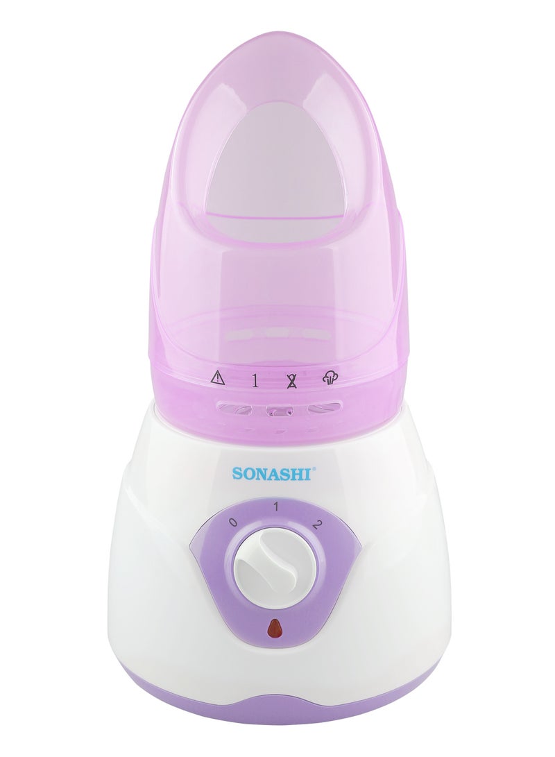 SONASHI Electric Facial Steamer With Large Facial Mask LED Power Indicator  PTC Fast Heating  Overheat Safety Protection  Water Tank Capacity 50ML With Facial Mask Inhaler And  SFS-001 Purple  - Image 5