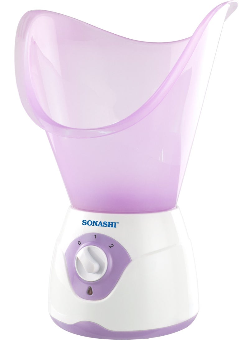 SONASHI Electric Facial Steamer With Large Facial Mask LED Power Indicator  PTC Fast Heating  Overheat Safety Protection  Water Tank Capacity 50ML With Facial Mask Inhaler And  SFS-001 Purple  - Image 2