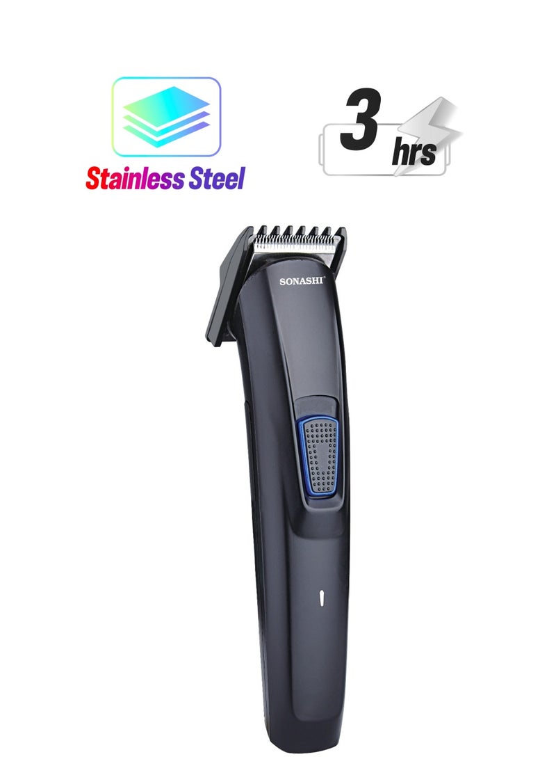 SONASHI Rechargeable Hair Clipper  Sharp Stainless Steel Cutter Blade With Cordless Continuous Working Time  3 Hours With Liion Battery And USB Cable For Charging  SHC-1059 Black  - Image 1