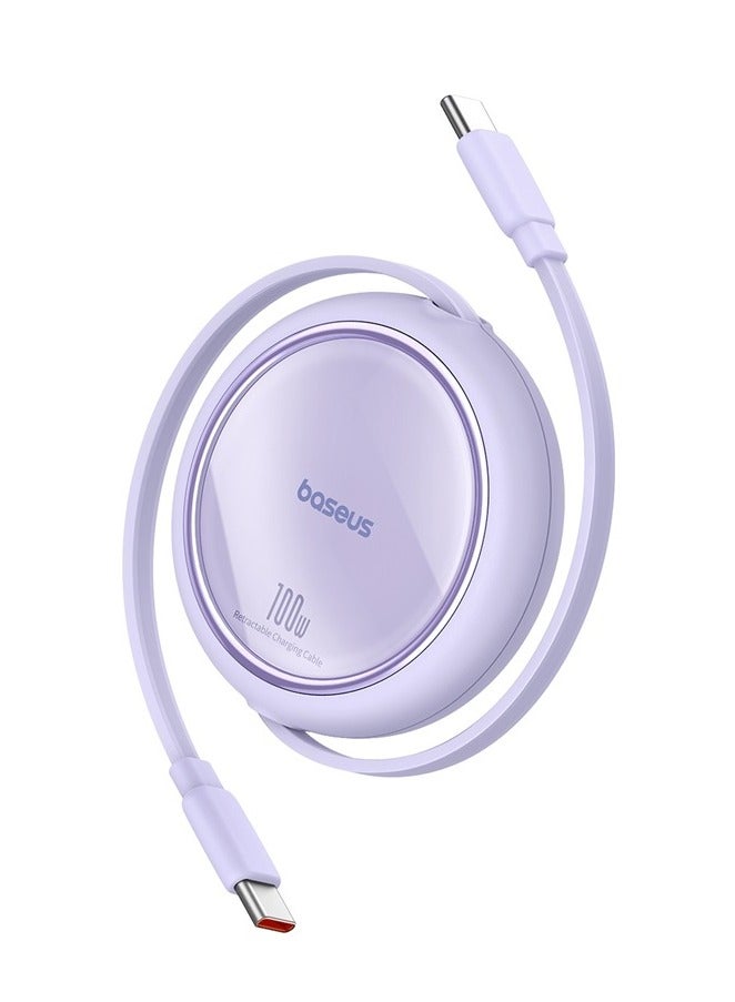 Baseus Free2Draw Mini Retractable Charging Cable Type-C To Type-C 100W 1m Nebula Purple  - Image 1