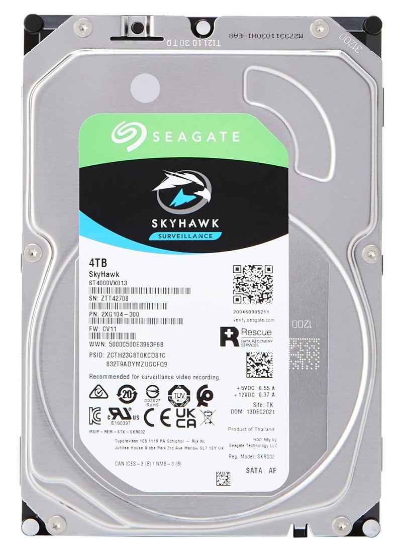 Seagate - Skyhawk ST4000VX013 Hard Drive - 3.5" Internal - SATA (SATA/600) - Network Video Recorder, Video Surveillance System Device Supported 4 TB - Image 1