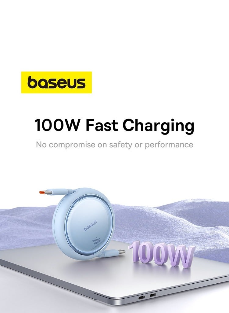 Baseus Free2Draw Mini Retractable Charging Cable Type-C To Type-C 100W 1m Galaxy Blue  - Image 4