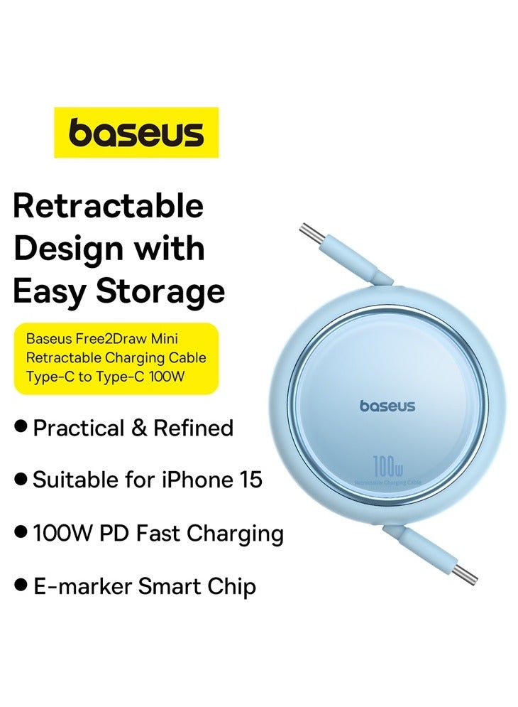 Baseus Free2Draw Mini Retractable Charging Cable Type-C To Type-C 100W 1m Galaxy Blue  - Image 5