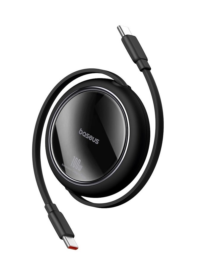 Baseus Free2Draw Mini Retractable Charging Cable Type-C to Type-C 100W 1m Cluster Black  - Image 1