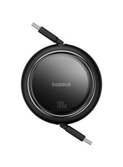 بيسوس كابل بيانات Baseus 100W Free2 Draw Mini قابل للسحب من النوع C إلى النوع C للشحن السريع بطول 1 متر - أسود  - Image 2