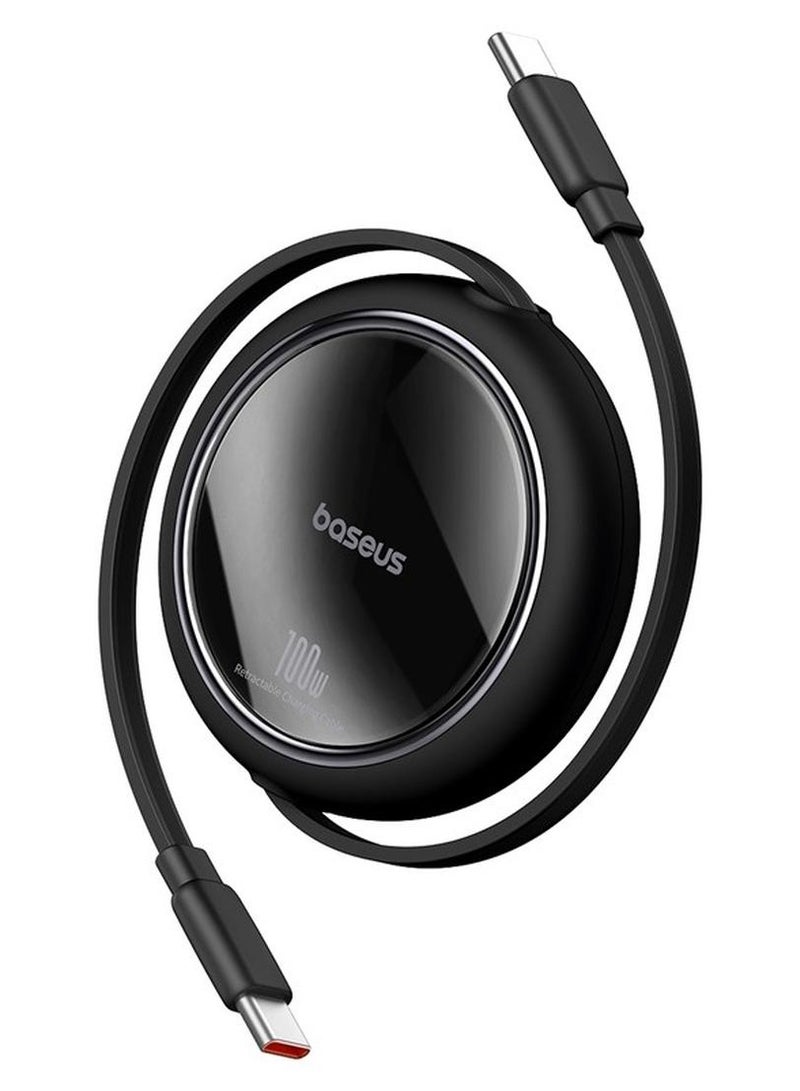 Baseus Free2Draw Mini Retractable Charging Cable Type-C to Type-C 100W 1m Cluster Black - Image 1