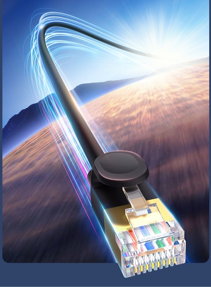 بيسوس كابل إيثرنت عالي السرعة Cat7 10 جيجا بايت كابل مسطح 3 متر اسود - Image 5