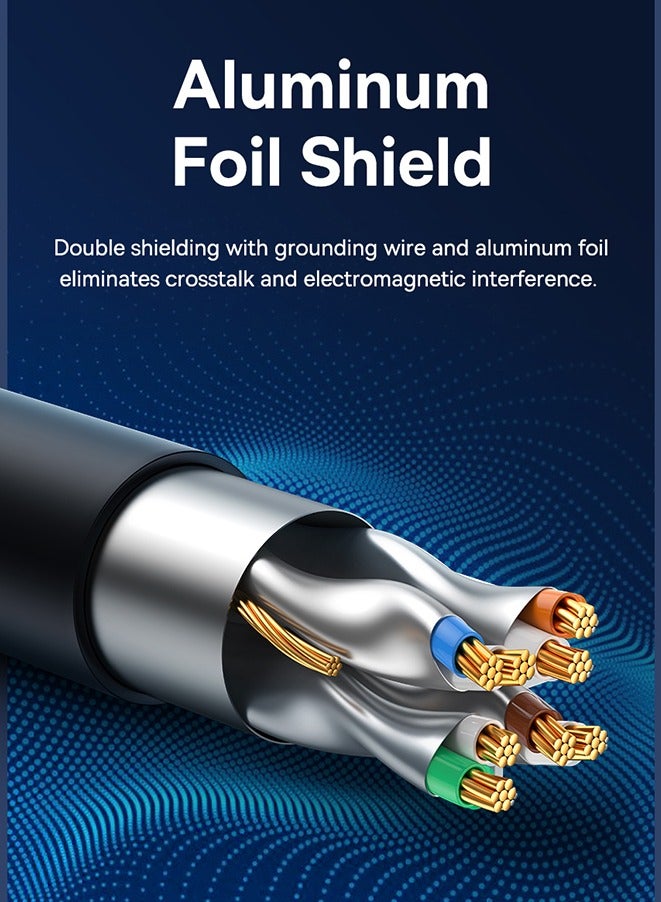 بيسوس كابل إيثرنت عالي السرعة Cat7 10 جيجا بايت كابل مسطح 3 متر اسود - Image 4