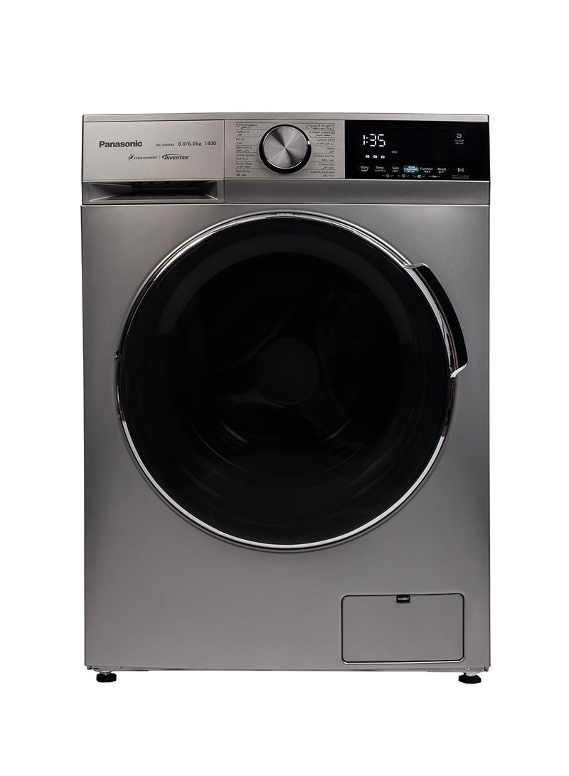 Panasonic - 8/6 Kg Front Load Washer Dryer, 1400 RPM, Abaya Wash with Steam Hygiene Function, LED Display, Inverter with Stain Support & Active Foam Syestem NA-S086M4LAE Silver - Image 1