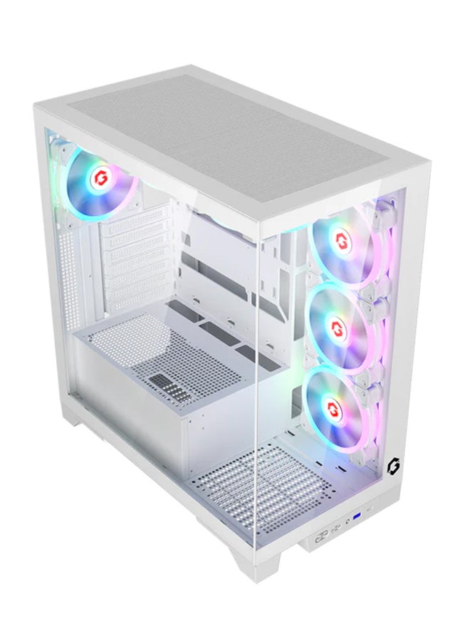 GameOn Emperor Arctic IV Series Mid Tower Gaming Case ARGB+Remote, 7 Fans Case White  - Image 4