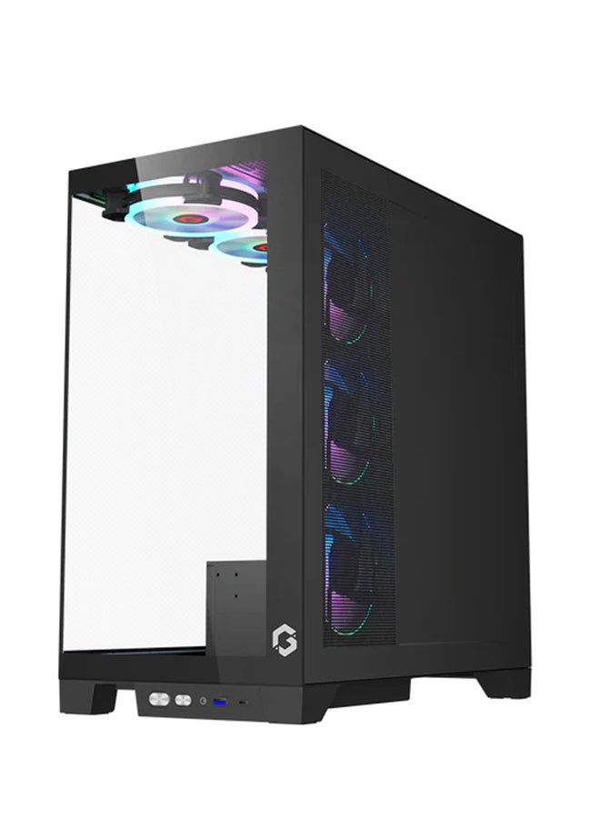 GameOn Emperor Midnight IV Series Mid Tower Gaming Case - ARGB+Remote, 7 Fans Case Black  - Image 4