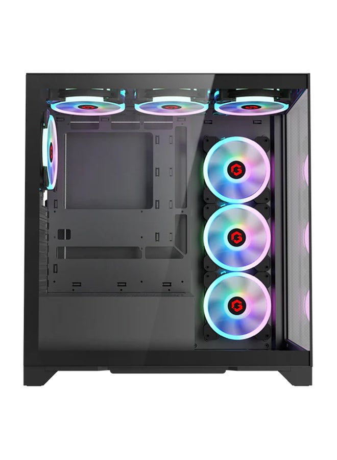 GameOn Emperor Midnight IV Series Mid Tower Gaming Case - ARGB+Remote, 7 Fans Case Black  - Image 5