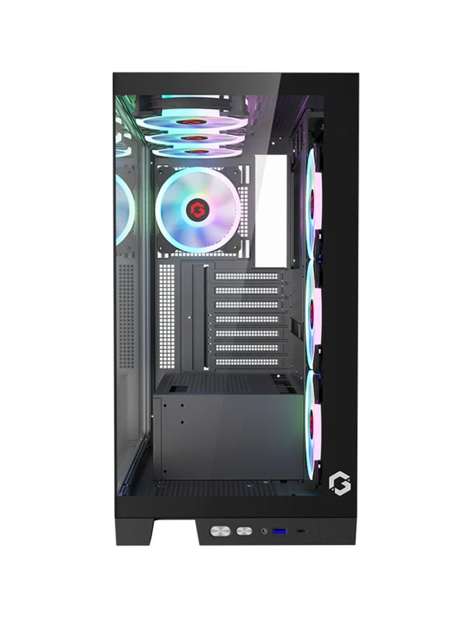 GameOn Emperor Midnight IV Series Mid Tower Gaming Case - ARGB+Remote, 7 Fans Case Black  - Image 2