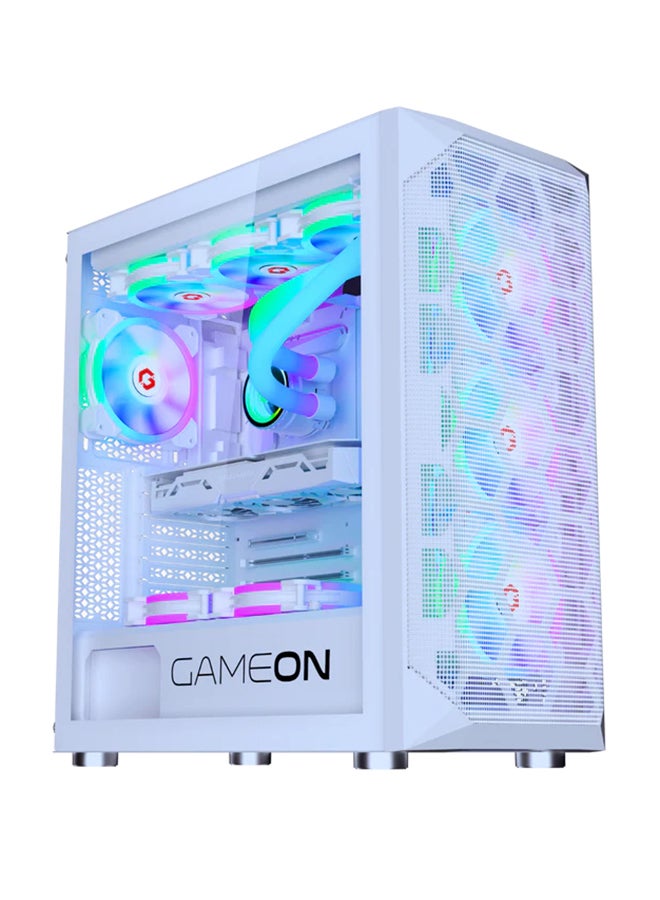 GameOn Emperor Arctic I Series Mid Tower Gaming Case - ARGB+Remote, 7 Fans Case White  - Image 1