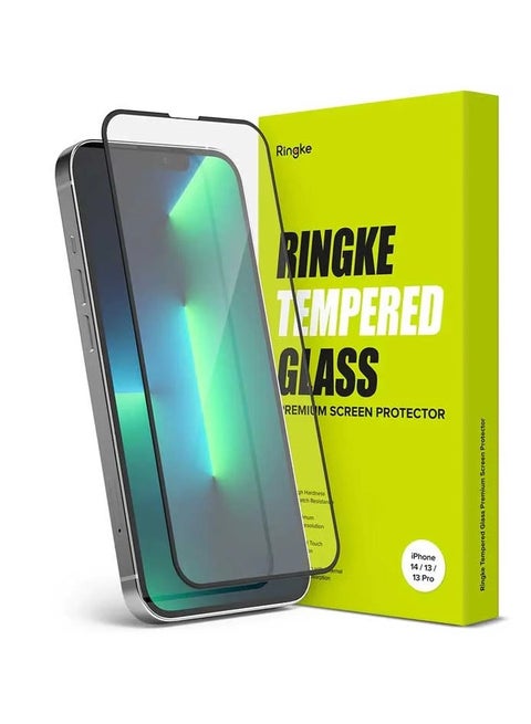 Ringke Full Cover Glass [Shatterproof Coverage] Compatible with iPhone 14 and 13 and 13 Pro Clear Product  Screen Protector 6.1 Inches, Full-Coverage Premium Tempered Glass Clear