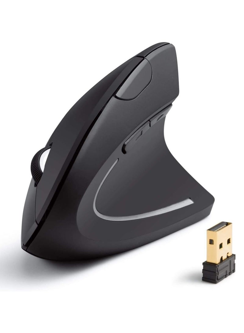 Anker AK-98ANWVM-UBA 2.4G Wireless Vertical Ergonomic Optical Mouse, 800/1200 /1600 DPI, 5 Buttons for Laptop, Desktop, PC, Macbook - Black - Image 1