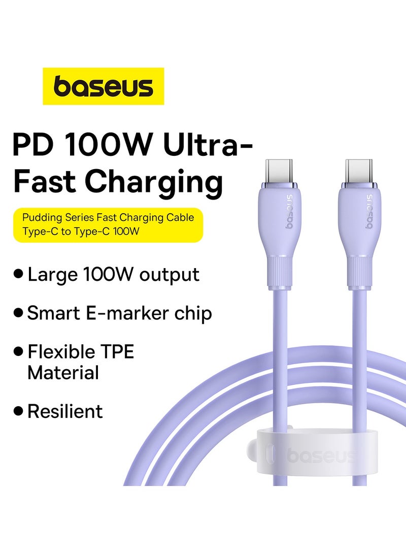 Baseus - Pudding Series Fast Charging Cable Type-C To Type-C 100W 1.2M Nebula Purple - Image 1