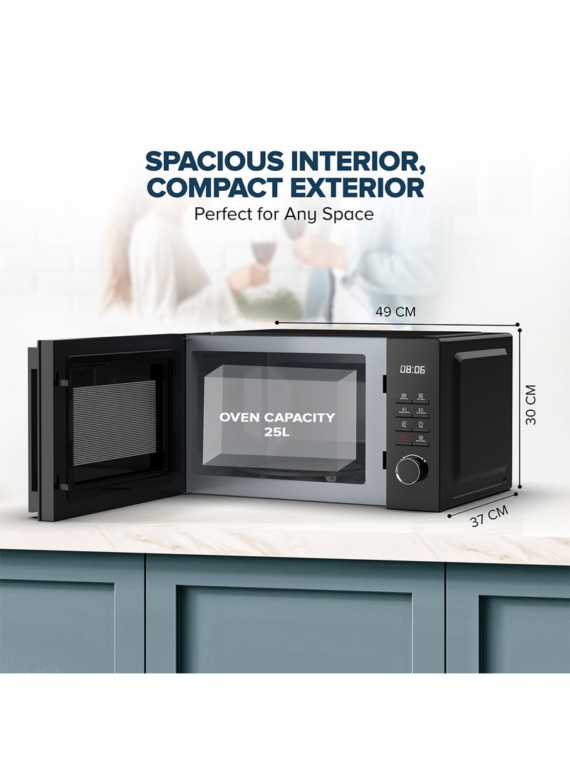 NIKAI - 25L Microwave Oven with Digital Touch Control Panel, 30 Sec Express Start, 8 Auto Preset Menu,  5 Power Levels, Perfect for Instant Reheating, Defrosting & Cooking, Child Safety Lock, Convenient Pull Hand Door 25 L 800 W NMO2610DB Black - Image 1