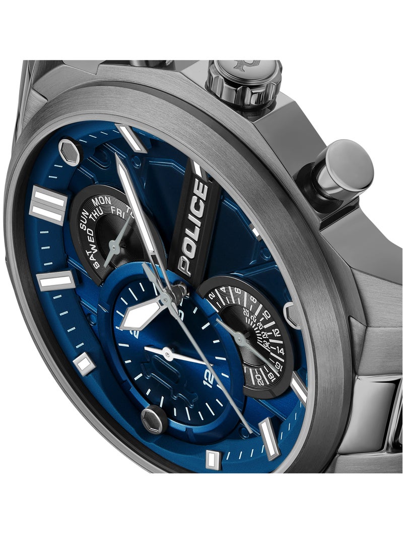 POLICE Men's Reactor Blue Dial with Gun Metal Plated Stainless Steel Bracelet Chronograph Watch  - Image 4
