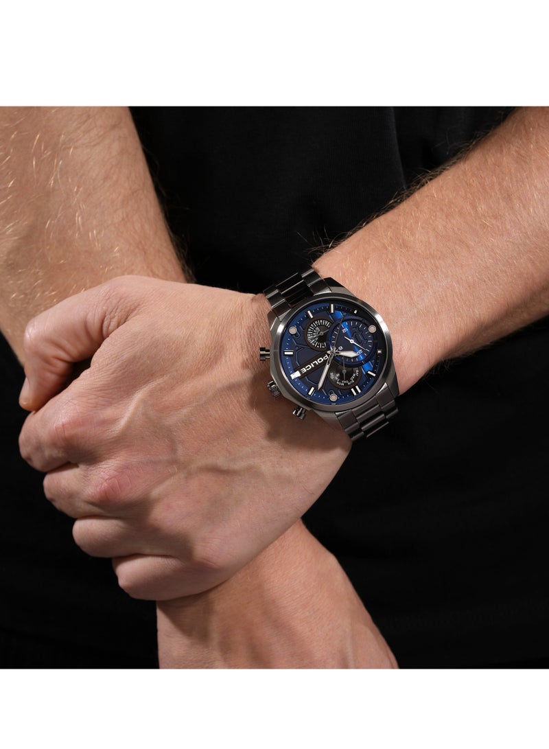 POLICE Men's Reactor Blue Dial with Gun Metal Plated Stainless Steel Bracelet Chronograph Watch  - Image 5