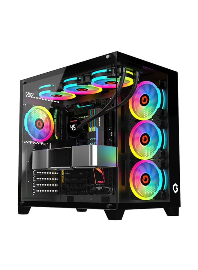 GameOn Emperor Midnight Series Mid Tower Gaming Case - ARGB+Remote, 7 Fans & type-c Case Black  - Image 1