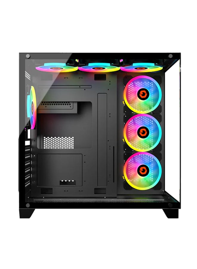 GameOn Emperor Midnight Series Mid Tower Gaming Case - ARGB+Remote, 7 Fans & type-c Case Black  - Image 3