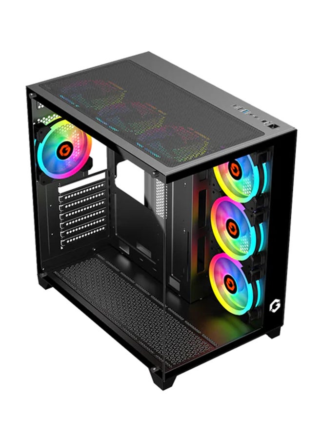 GameOn Emperor Midnight Series Mid Tower Gaming Case - ARGB+Remote, 7 Fans & type-c Case Black  - Image 4