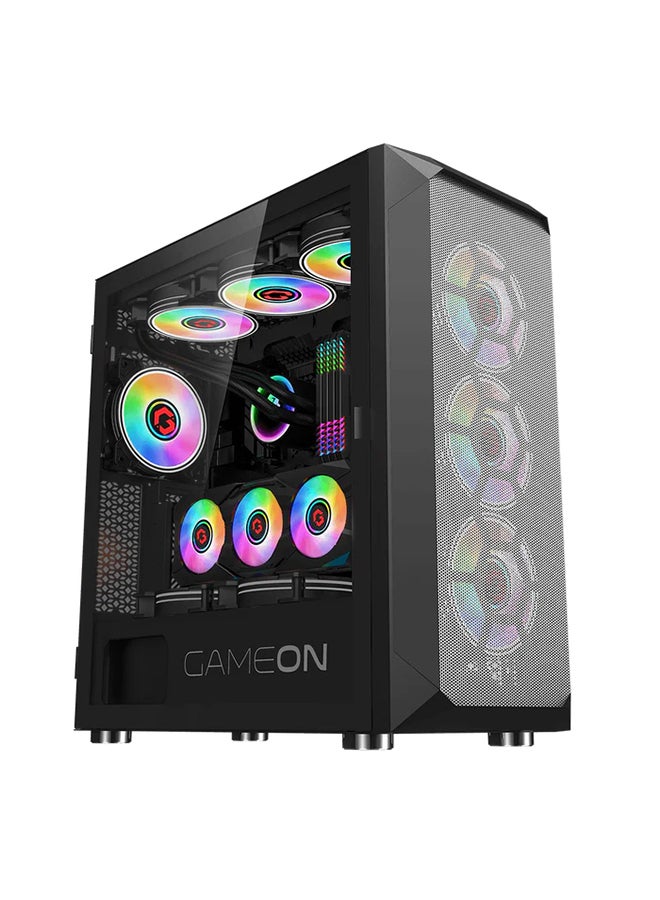 GameOn Emperor Arctic Series Mid Tower Gaming Case - ARGB+Remote, 7 Fans Case Black  - Image 1