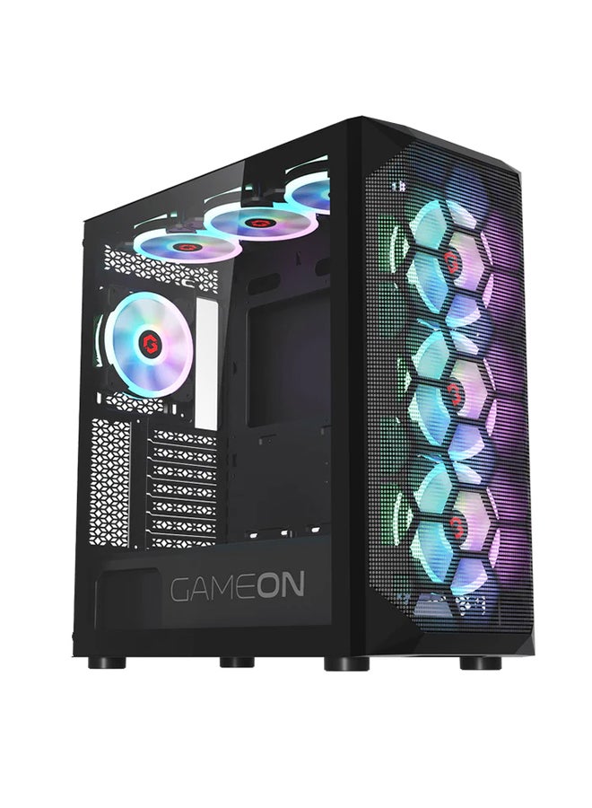 GameOn Emperor Arctic Series Mid Tower Gaming Case - ARGB+Remote, 7 Fans Case Black  - Image 2