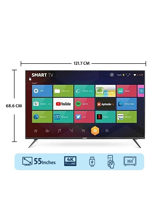 KMC KMC 4K Smart TV 55" Frameless- ANDROID 13 - 2 EMOTE CONTROL  ( FREE AIR REMOTE) 1GB + 8G - KMC55US24 KMC55US24 Black  - Image 1