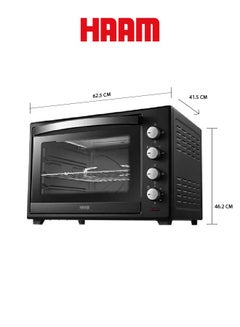 HAAM Oven With Grill - 60 Liters - Black - 2000 Watt - Fan - Non-Stick - HMTO60L-19 60 L 2000 W HMTO60L-19 Black  - Image 3