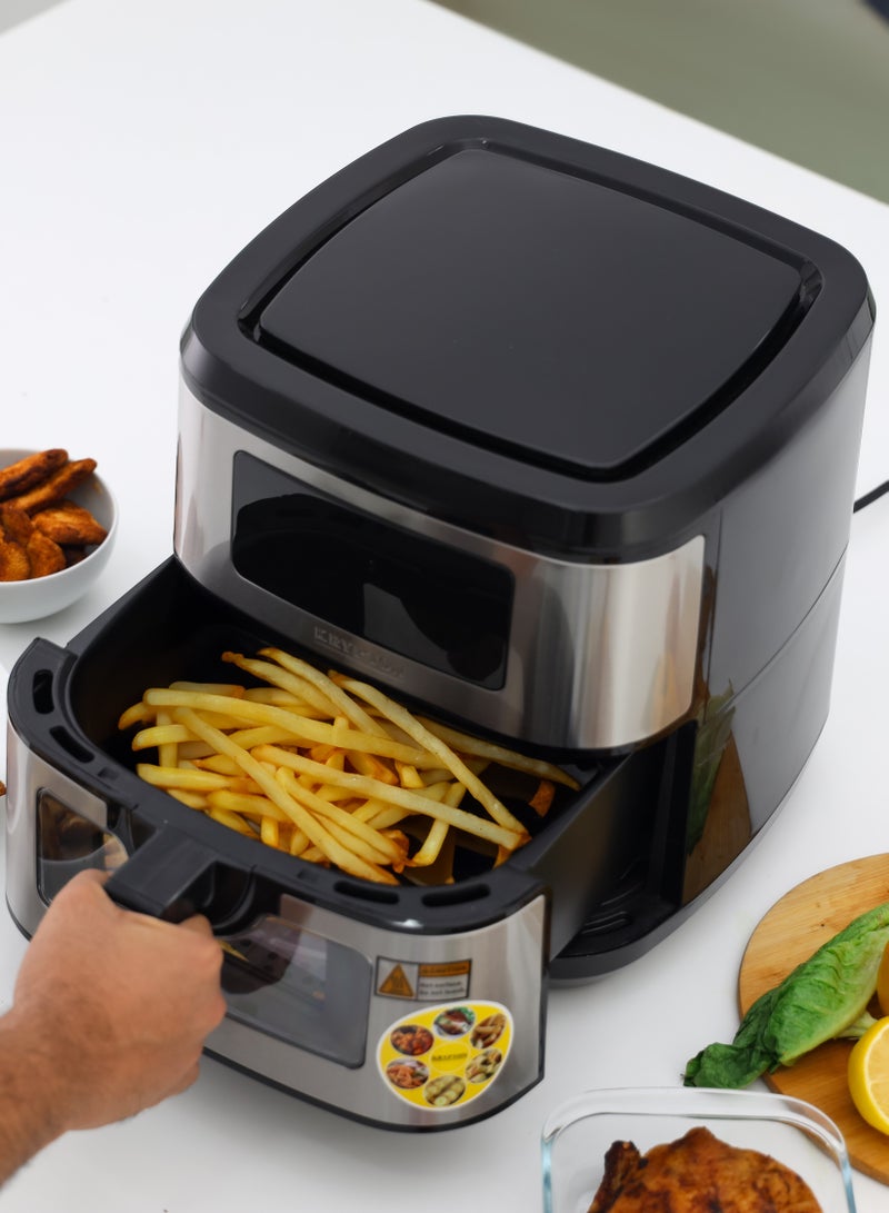 KRYPTON - Double Heating Digital Air Fryer- 7.5 L Pot with Rack, with Vortex Frying Technology/ LED Display, 1-60 Min Timer 7.5 L 1800 W KNAF6590 Silver - Image 1