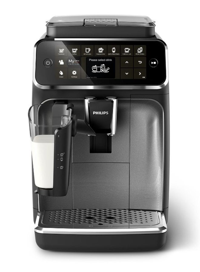 Philips - Series 4300 LatteGo Fully Automatic Espresso Coffee Machine with intuitive Display, up to 8 Different Coffees, 12-Step Grinder Levels and Durable Ceramic Grinders 1.8 L 1500 W EP4346/70 Black - Image 1