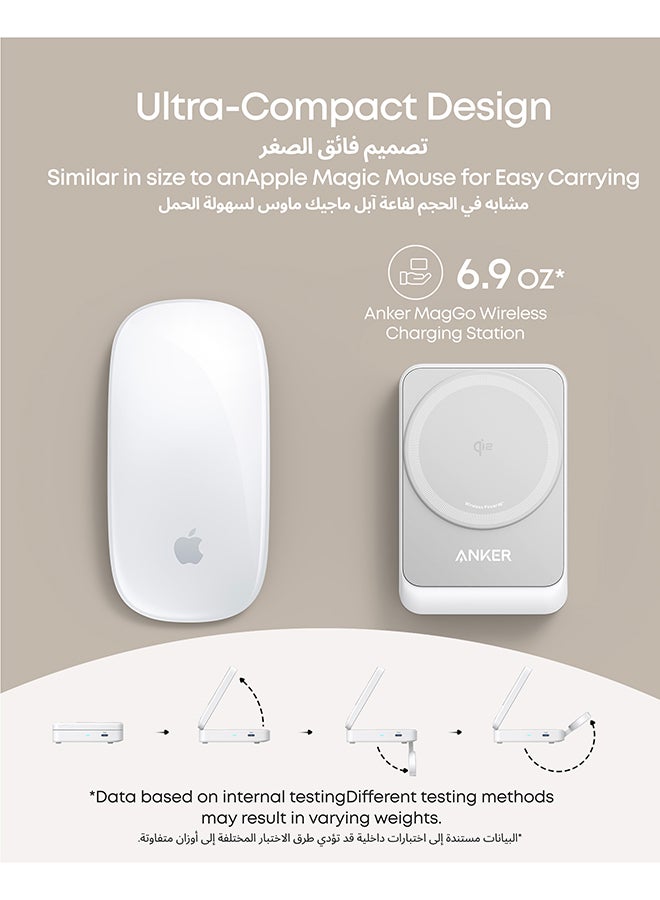 Anker MagSafe Charger Compatible, MagGo 3-in-1 Wireless Charging Station, Qi2 Certified 15W Wireless Stand, Apple Watch Charger for MagSafe, For iPhone 16/15, AirPods (40W USB C Charger Included) White  - Image 4