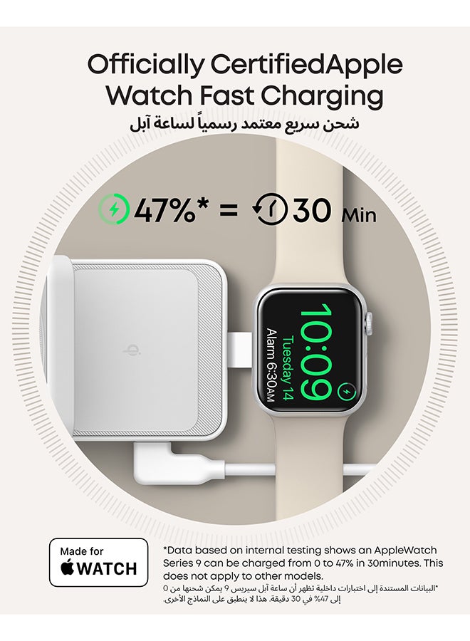 MagSafe Charger Compatible, MagGo 3-in-1 Wireless Charging Station, Qi2 Certified 15W Wireless Stand, Apple Watch Charger for MagSafe, For iPhone 16/15, AirPods (40W USB C Charger Included) White