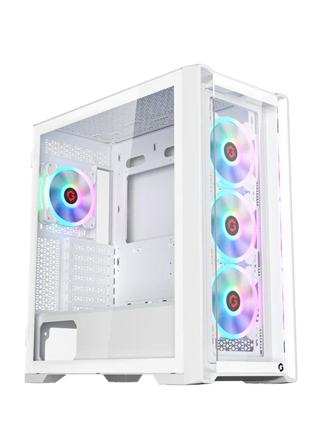 GameOn Vortex Arctic Series Mid Tower Gaming Case - ARGB+Remote, 4 Fans Case White  - Image 1